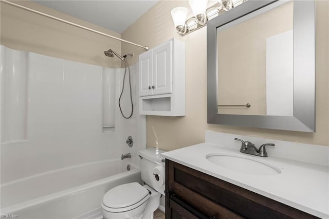 full bathroom with vanity, toilet, and shower / bathing tub combination