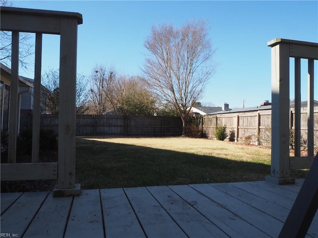 view of yard with a deck