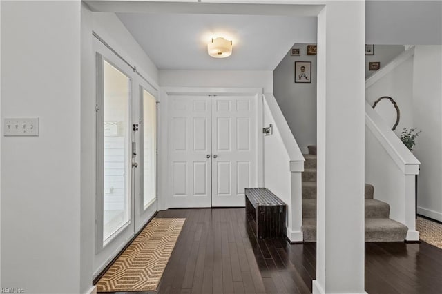 foyer featuring dark wood-type flooring