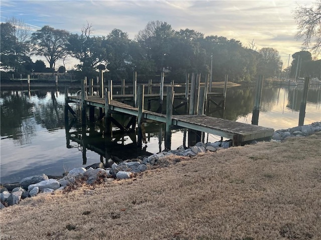 view of dock featuring a water view