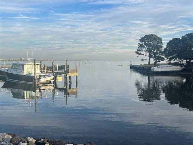 view of dock featuring a water view