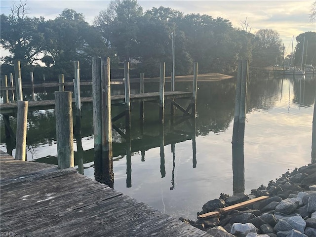 dock area featuring a water view