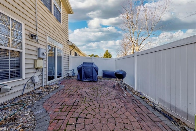 view of patio featuring area for grilling