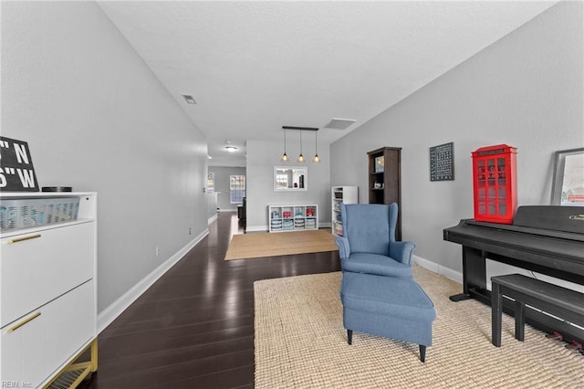 living area with wood-type flooring