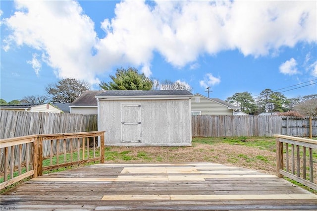 deck with a shed