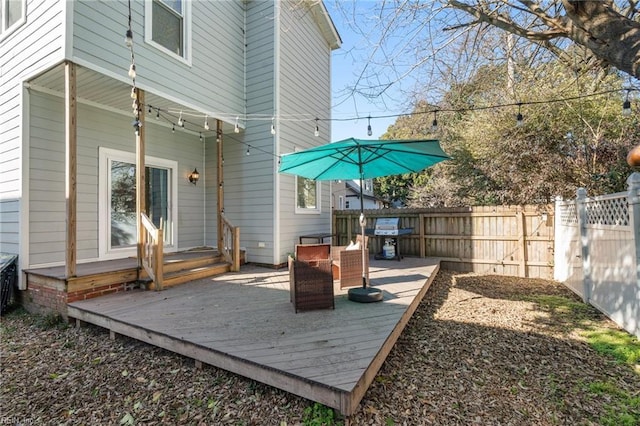 deck featuring grilling area