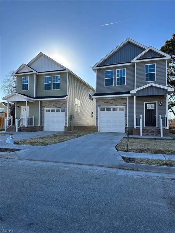 view of front of home featuring a garage and a porch