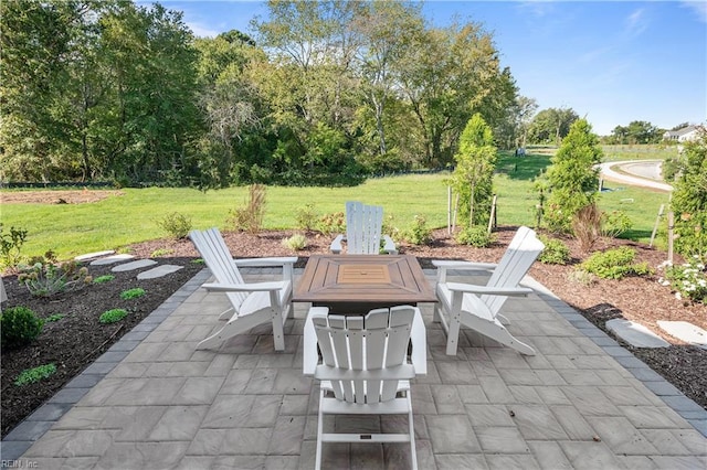 view of patio featuring an outdoor fire pit