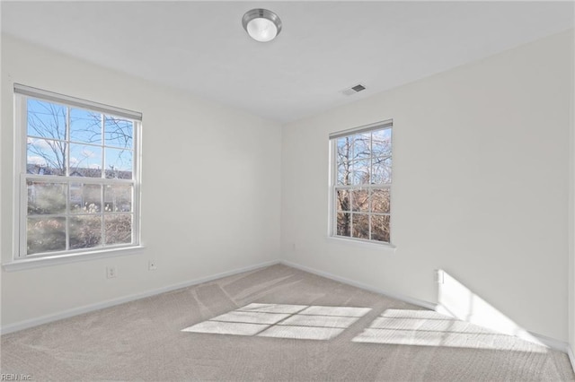 spare room featuring light colored carpet