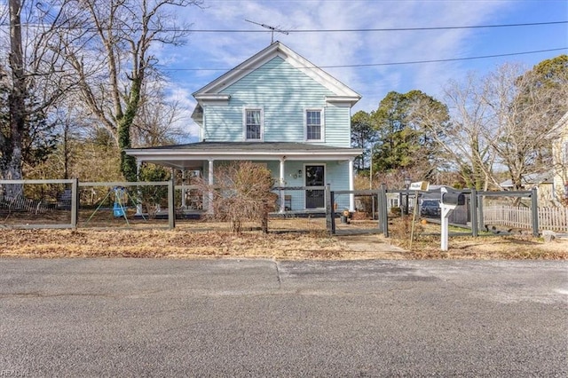 view of front of home featuring covered porch