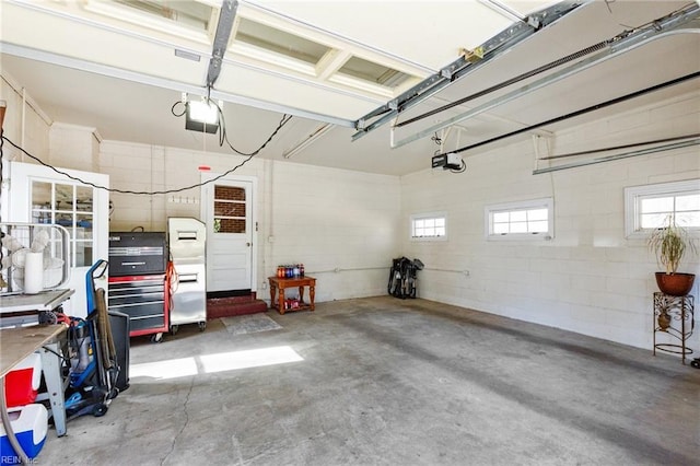 garage with a garage door opener