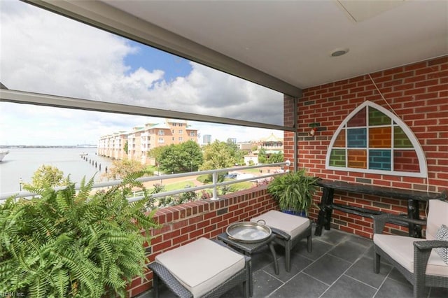 balcony with a water view