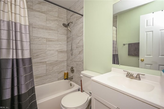 full bathroom featuring vanity, toilet, and shower / bath combo with shower curtain