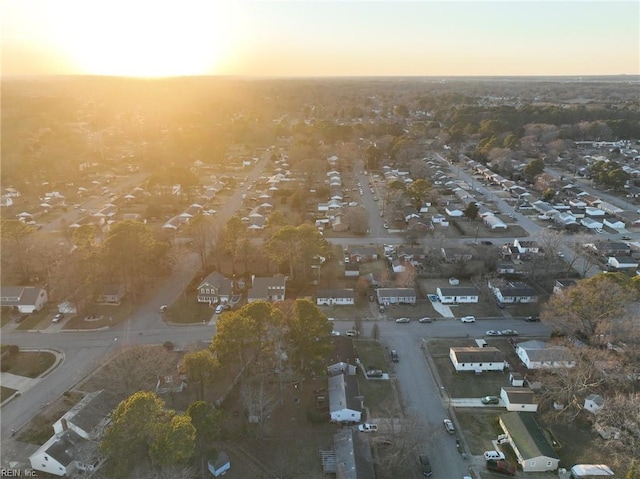 view of aerial view at dusk