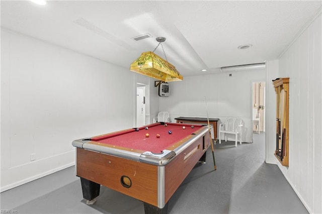 game room featuring pool table