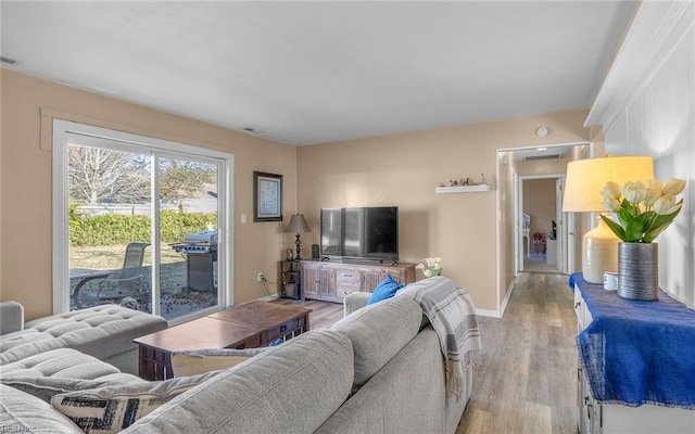 living room featuring light hardwood / wood-style floors