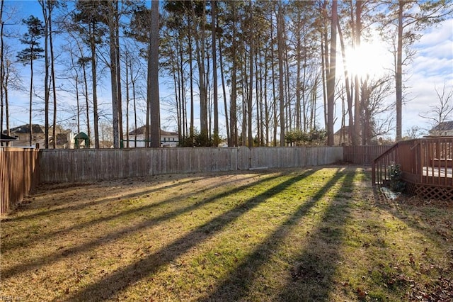 view of yard featuring a deck