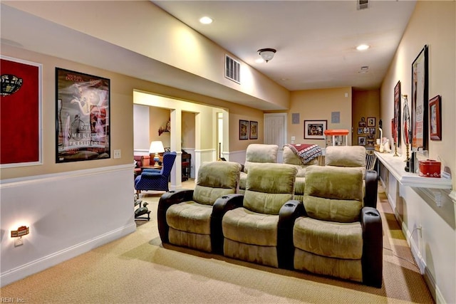 view of carpeted cinema room