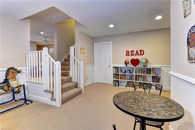 interior space featuring carpet