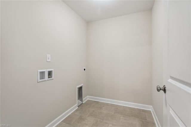 laundry room with baseboards, laundry area, washer hookup, and hookup for an electric dryer