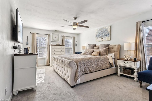 bedroom featuring carpet floors and ceiling fan