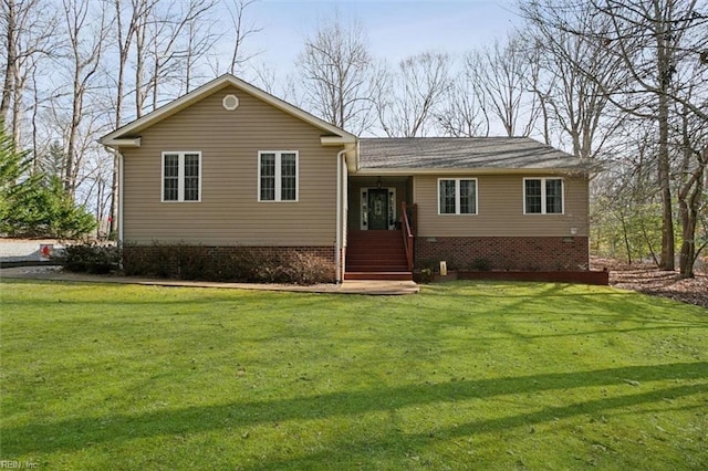 view of front of home with a front lawn