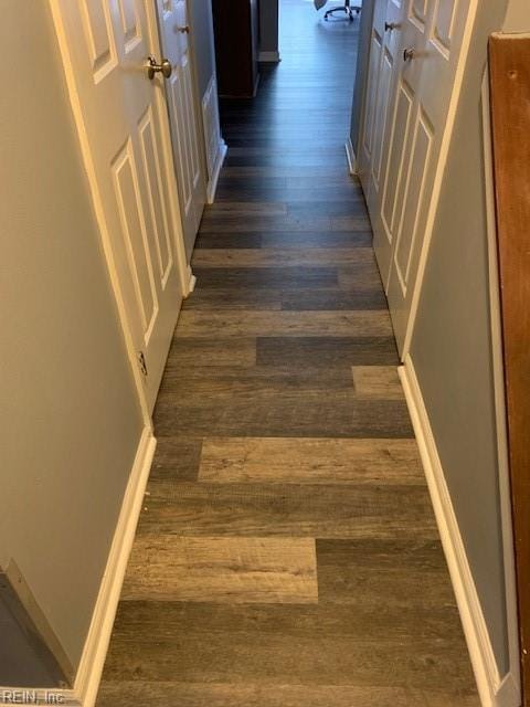 hall featuring dark hardwood / wood-style floors