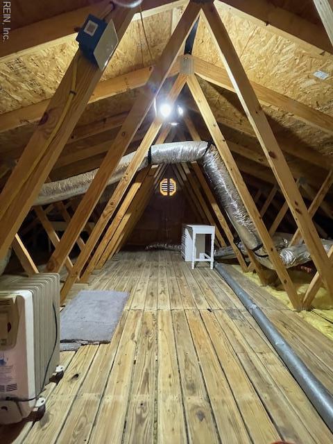view of unfinished attic
