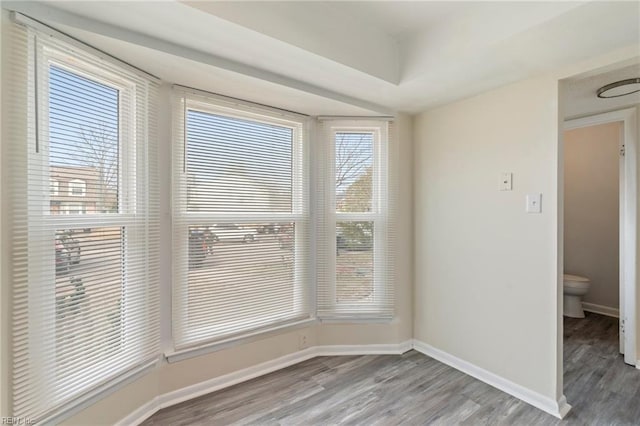 unfurnished dining area with a healthy amount of sunlight and light hardwood / wood-style flooring