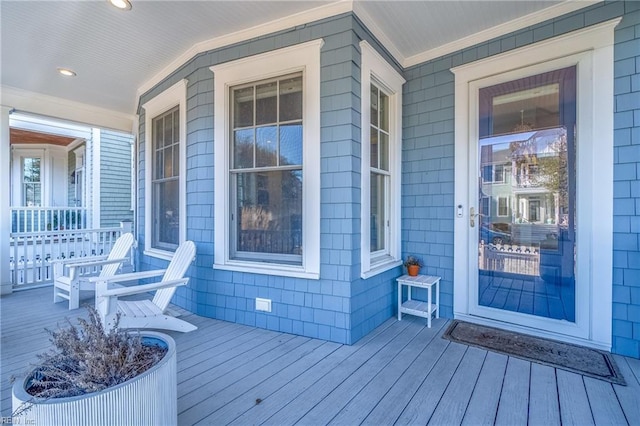 wooden terrace with covered porch