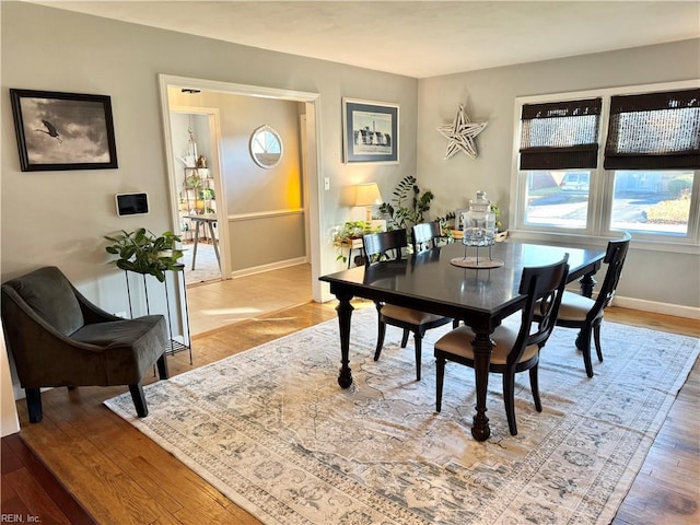 dining room with light hardwood / wood-style floors