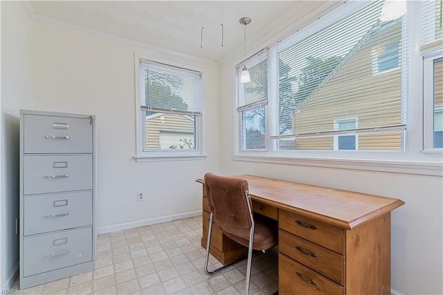 office area featuring ornamental molding