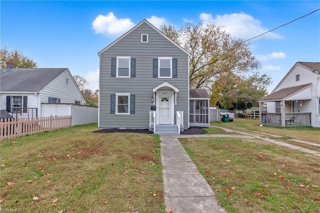 view of front of home featuring a front lawn