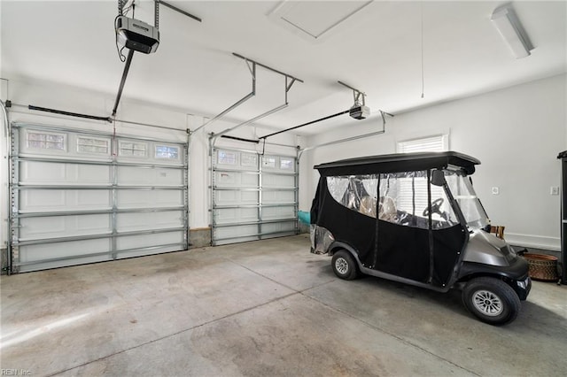 garage with a garage door opener