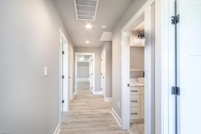 1825 Broadstreet Rd, Hampton, VA 23666 - corridor with baseboards, light wood finished floors, and recessed lighting