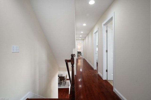 hallway featuring dark hardwood / wood-style floors