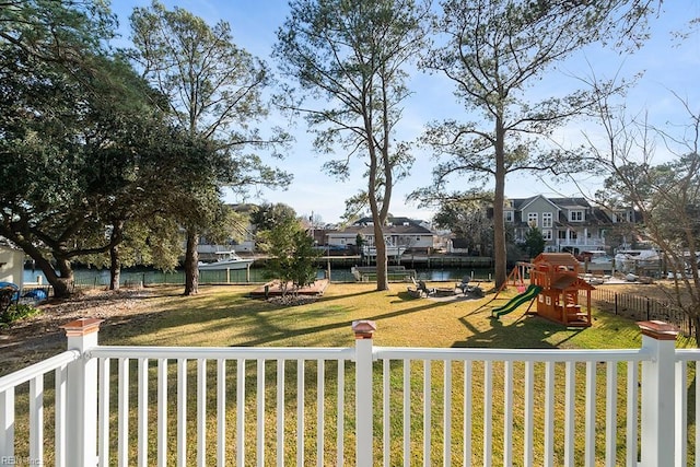 view of yard with a playground