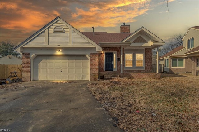 view of front of house with a garage