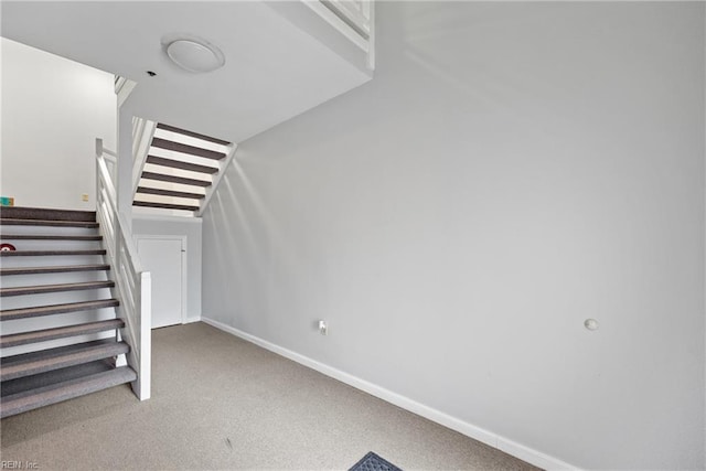 staircase with carpet floors