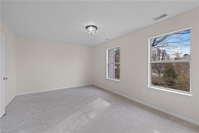 spare room featuring light colored carpet