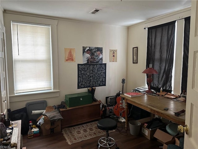 office space featuring wood-type flooring