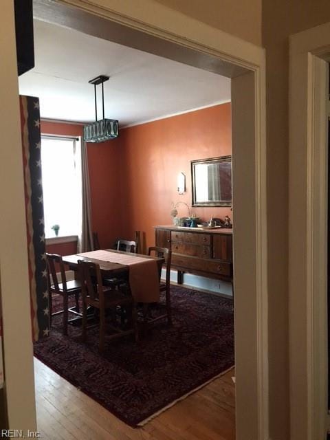 dining space featuring hardwood / wood-style floors