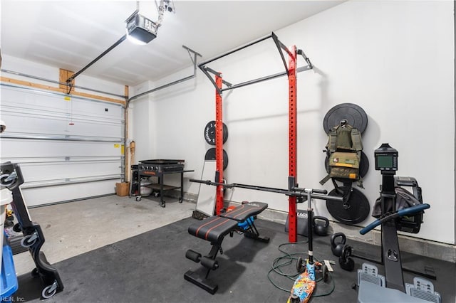 garage with a garage door opener