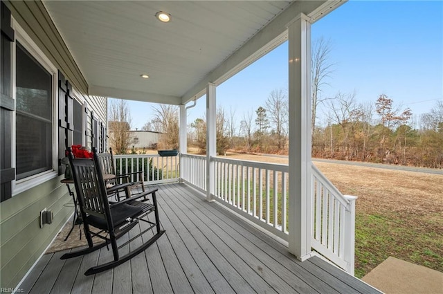 deck featuring a porch