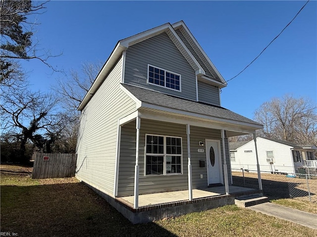 view of front of home featuring covered porch