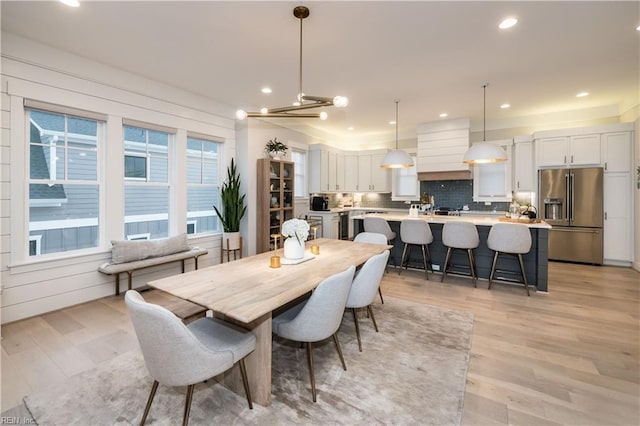 dining area featuring light hardwood / wood-style flooring