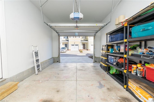 garage with a garage door opener