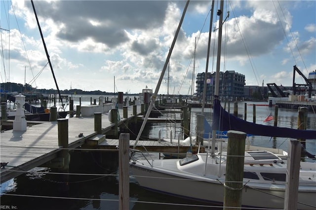 dock area featuring a water view