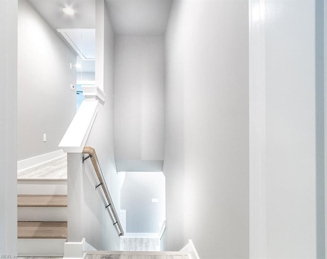 1829 Broadstreet Rd, Hampton, VA 23666 - stairway featuring attic access, baseboards, and wood finished floors