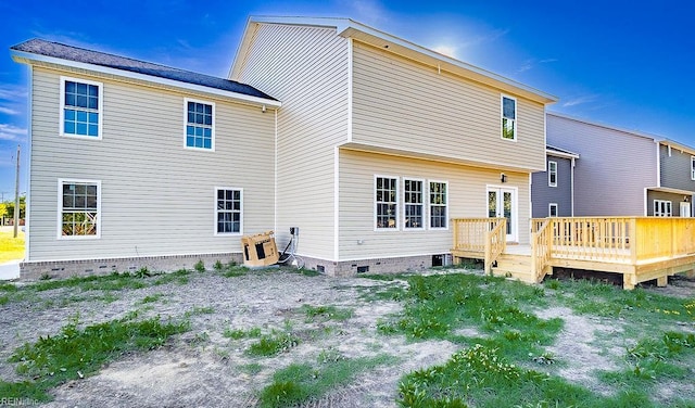1829 Broadstreet Rd, Hampton, VA 23666 - back of property featuring crawl space and a wooden deck
